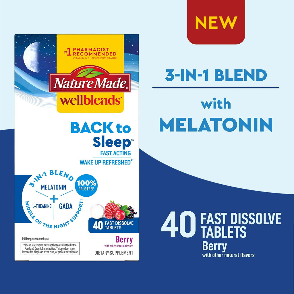 Back to Sleep Tablets: Melatonin 1 mg, L theanine, GABA