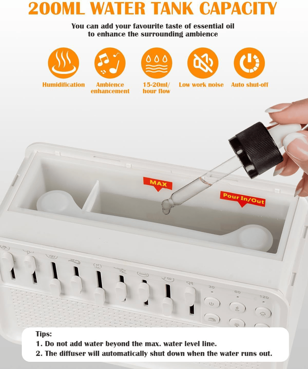 White Noise Sleep Aid Device with Bluetooth Speaker and Aromatherapy Humidifier